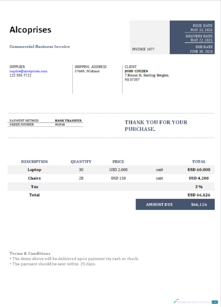 Download USA Alcoprises invoice Photoshop template